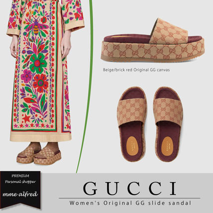 GUCCI Monogram Open Toe Platform Casual Style 