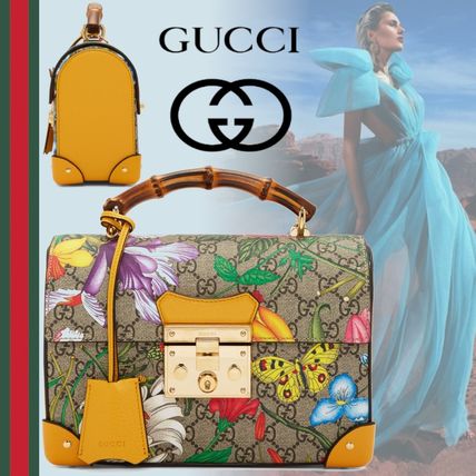 GUCCI GG Supreme Flower Patterns Casual Style Canvas Studded Street Style 