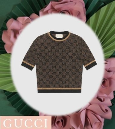 GUCCI GG Supreme Short Casual Style Unisex Wool U Neck Short Sleeves