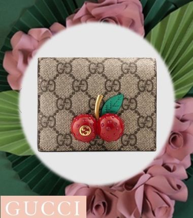 GUCCI GG Supreme 2020 SS Stripes Unisex Leather Folding Wallet Logo Folding Wallets 