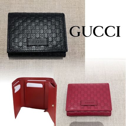 GUCCI Monogram Leather Folding Wallet Logo Folding Wallets 