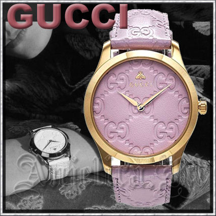 GUCCI Gucci Signature Leather 2020 Cruise Casual Style Leather Round Party Style Quartz Watches 