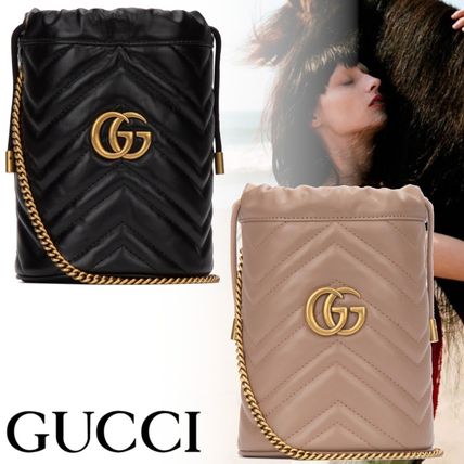 GUCCI GG Marmont 2020 SS Casual Style 2WAY Chain Plain Leather Purses