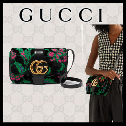 GUCCI Arli Stripes Flower Patterns Casual Style Suede Blended Fabrics 
