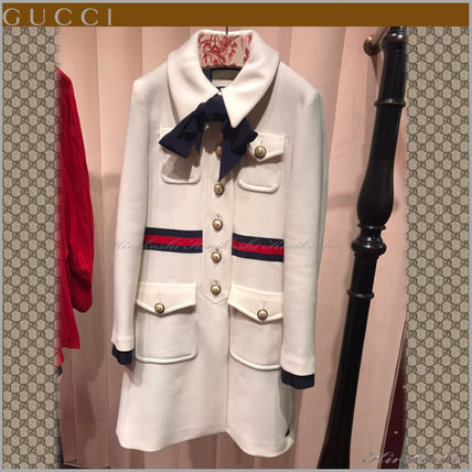 GUCCI 2018 19AW Stripes Plain Medium Elegant Style Coats 