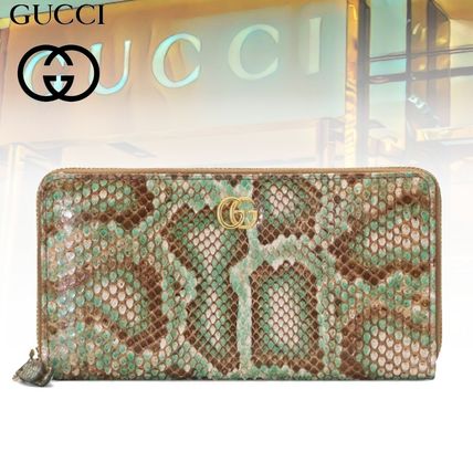 GUCCI 2020 SS Gg Marmont Python Zip Around Wallet 456117LZLIG 