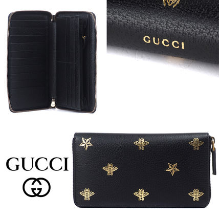 GUCCI Unisex Calfskin Street Style Long Wallet Logo Long Wallets 