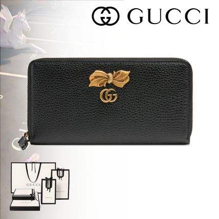 GUCCI 2019 SS Unisex Plain Leather Long Wallet Long Wallets
