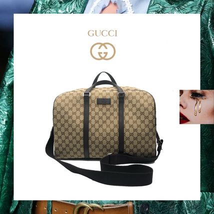 GUCCI GG Supreme Unisex Canvas 2WAY Leather Logo BostonDuffles 449167 KY9KN 