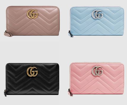 GUCCI GG Marmont Leather Logo Long Wallets