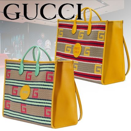 GUCCI 2020 SS Stripes Casual Style Blended Fabrics 2WAY Leather