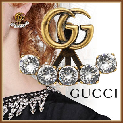 GUCCI Single Crystal Double G Earring 605853 J1D50 8066 