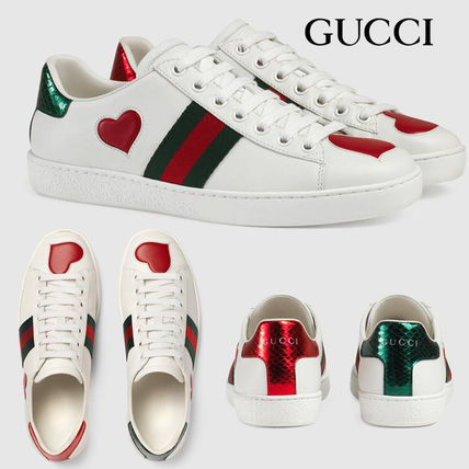 GUCCI Ace 2019 SS Heart Casual Style Unisex Blended Fabrics Street Style 