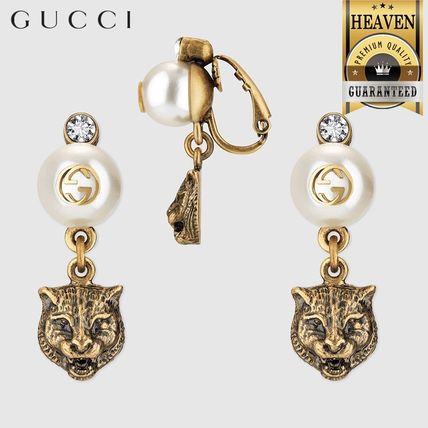 GUCCI 2020 SS Feline Earrings With Resin Pearls 434727 I7358 8062 