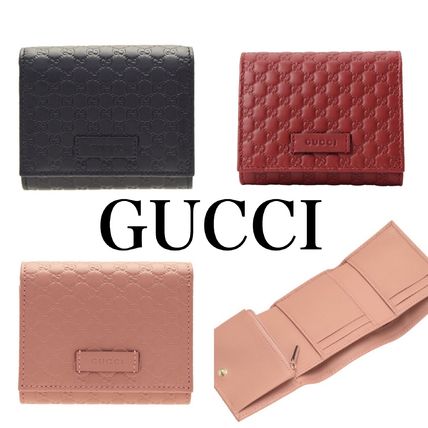 GUCCI Leather Logo Folding Wallets 