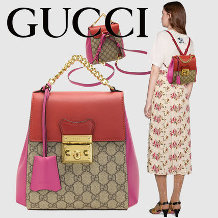 GUCCI 2019 20AW Monogram Casual Style Bi color Leather Party Style 