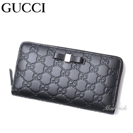 GUCCI GG Supreme Calfskin Leather Long Wallets 