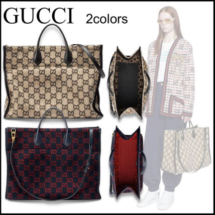 GUCCI Casual Style A4 2WAY Logo Totes 
