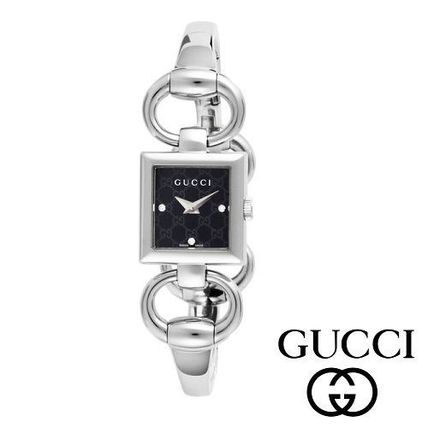 GUCCI Square Quartz Watches Stainless Analog Watches 