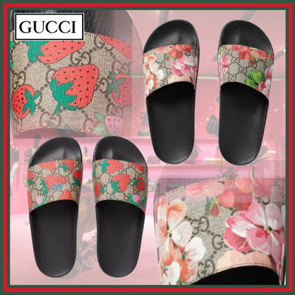 GUCCI GG Supreme Flower Patterns Logo Sandals