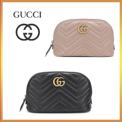 GUCCI Lambskin Street Style Plain Leather Logo 