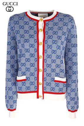 GUCCI 2019 20AW Wool Long Sleeves Medium Elegant Style Logo Cardigans 
