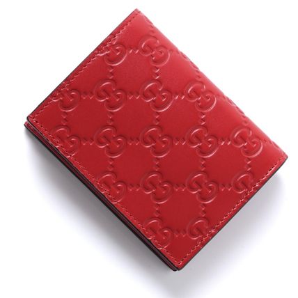 GUCCI 2016 17AW Plain Leather Card Holders 