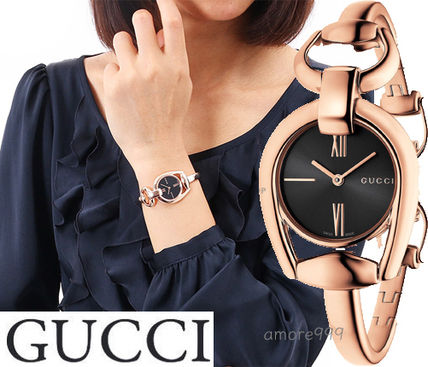 GUCCI Round Quartz Watches Stainless Elegant Style Analog Watches 