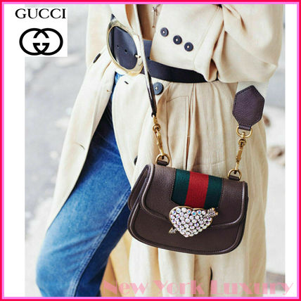 GUCCI Casual Style Blended Fabrics Plain Leather