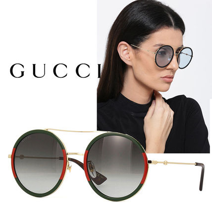 GUCCI Round Frame Metal Sunglasses GG0061S 003 