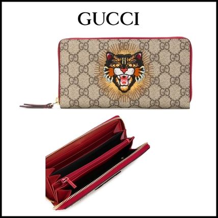 GUCCI Unisex Leather Logo Long Wallets 
