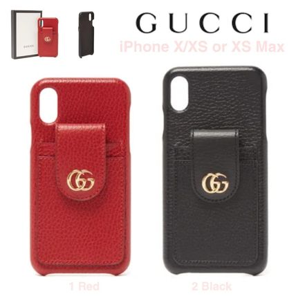 GUCCI GG Marmont 2020 SS Unisex Blended Fabrics Plain Leather iPhone X iPhone XS 