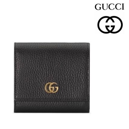 GUCCI Unisex Leather Folding Wallet Small Wallet Logo Coin Cases 