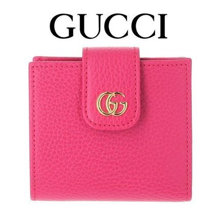 GUCCI GG Marmont 2018 19AW Calfskin Plain Folding Wallet Folding Wallets 