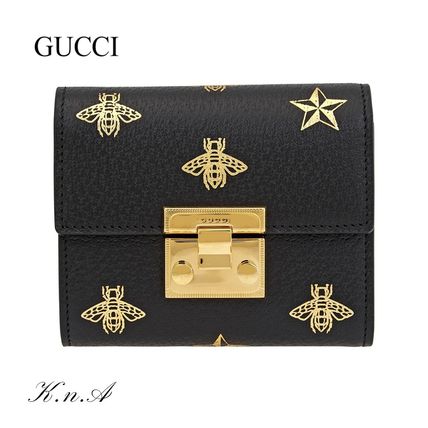 GUCCI Other Animal Patterns Leather Folding Wallet Logo 