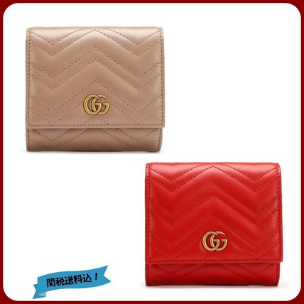 GUCCI 2020 SS Calfskin Folding Wallet Logo Folding Wallets 