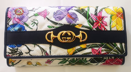 GUCCI Flower Patterns Long Wallets 