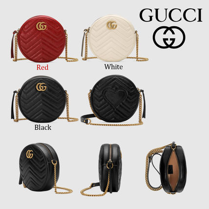 GUCCI GG Marmont 2018 19AW Heart Casual Style Plain Leather Crossbody Shoulder Bags