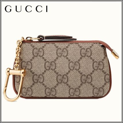 GUCCI GG Supreme Monogram Unisex Canvas Leather Logo KeychainsBag Charms