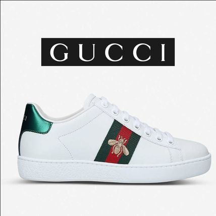 GUCCI Ace Casual Style Plain Leather Low Top Sneakers 