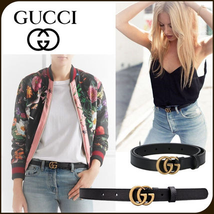 GUCCI Casual Style Unisex Street Style Leather Logo Belts 