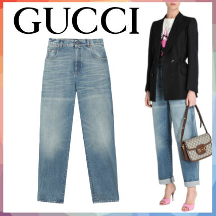 GUCCI 2020 SS Street Style Cotton Long Logo Jeans