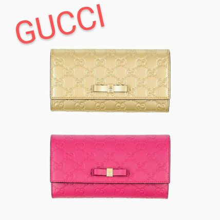 GUCCI Bow Gucci Signature Continental Wallet 388679 