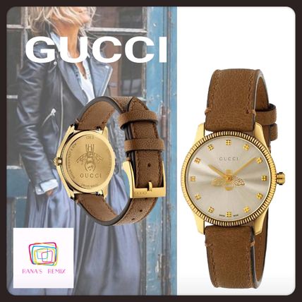 GUCCI Casual Style Round Quartz Watches Office Style Elegant Style 