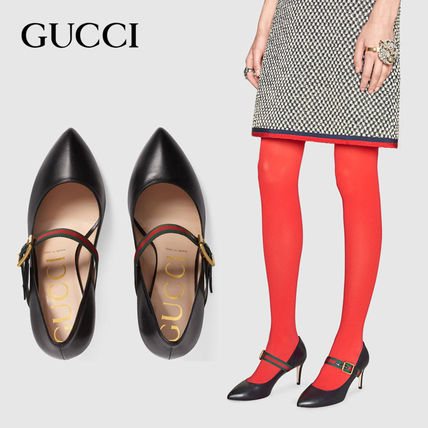 GUCCI 2020 SS Wedge Street Style Plain Leather Party Style Office Style 