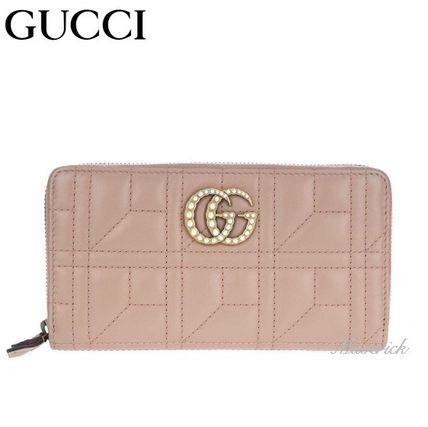 GUCCI GG Marmont Leather Long Wallet Logo Long Wallets 