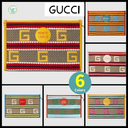 GUCCI 2020 SS Stripes Casual Style Blended Fabrics Street Style Clutches 