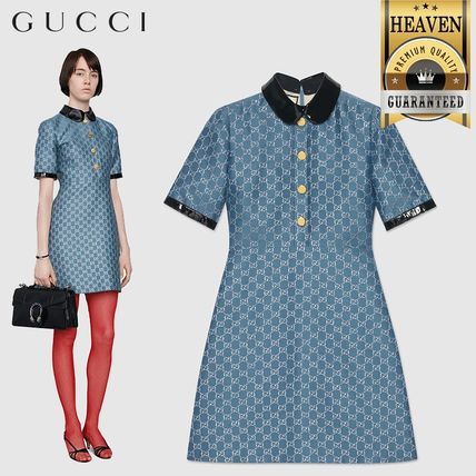 GUCCI 2020 SS Gg Lame Dress With Detachable Collar 622990 Z8AJZ 4447 
