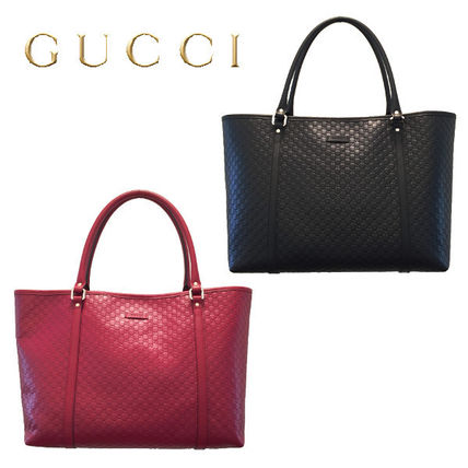 GUCCI Casual Style Calfskin A4 Plain Leather Office Style 