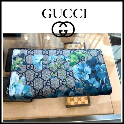 GUCCI Flower Patterns Unisex Long Wallet Logo Long Wallets